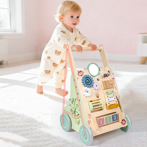 Commercio all'ingrosso Multi-funzione in legno Baby Walker per bambini educazione precoce <span class=keywords><strong>Push</strong></span> <span class=keywords><strong>Pull</strong></span> giocattolo per lo sviluppo delle capacità motorie Baby Walker - Product Image 2