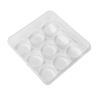 Plateau de service carré de qualité alimentaire, recyclable, écologique, transparent, à 9 compartiments, avec matériaux recyclés pour le chocolat et le pain