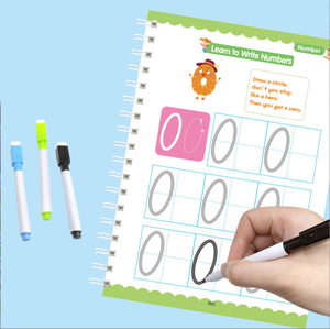 4 libri + <span class=keywords><strong>3</strong></span> penne cancellabili libri magici riutilizzabili per bambini pratica prescolare educativa scrittura quaderni - Product Image 1