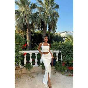 Ensemble de costume blanc pour femme, jupe élégante - Product Image 3