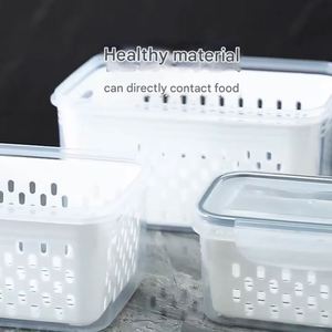 Boîte de rangement transparente OEM en plastique pour réfrigérateur, distributeur, panier de drainage, fraîcheur, qualité alimentaire, pour cuisine - Product Image 6