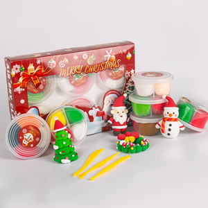 Kit de Pâte à Modeler à Séchage à l'Air pour Noël, 6 Pots, DIY Père Noël Bonhomme de Neige Sapin de Noël, Non Toxique, Cadeau Artisanat de Fêtes pour Enfants, OEM - Product Image 1