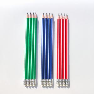 Crayons d'étudiant 7,5 pouces OEM fabriqués sur mesure avec logo/emballage rayé 2B/HB, gomme, crayon noir en <span class=keywords><strong>plastique</strong></span>, papeterie pour enfants - Product Image 1