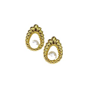 22425 DIY Pearl Accessories S925 <b>Silver</b> Earnail Empty Tray Fashion <b>Silver</b> <b>Stud</b> <b>Earrings</b> with 6-7mm Round Beads - Product Image 5