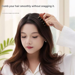 Peigne en bois massif <span class=keywords><strong>naturel</strong></span> et laiton, outil Gua Sha antistatique pour lifting du visage, portable pour usage domestique - Product Image 5