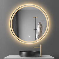 Miroir anti-buée, nouveau design, rond, LED intelligent, miroir de salle de bain éclairé pour le maquillage avec capteur tactile