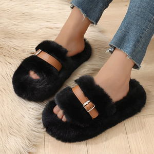 High Quality Customizable Corduroy <b>Slipper</b> for Women Men Fluffy Round Toe Heel for Summer Winter Seasons Direct Manufacturer - Product Image 2