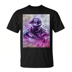 Camiseta Faceless Detective negra unisex con diseño gráfico y estampado artístico - Product Image 2