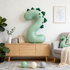 New Arrival 40inch Cartoon Theme Matte Green <strong>Brown</strong> Dinosaur Number Foil <strong>Balloons</strong> for Forest Themed Birthday Party Supplies - Product Image 3