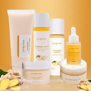 OEM Face Vegan Natural Skincare Kit Anti Acne Brightening Organic Turmeric Korean Skin Care Gift Set