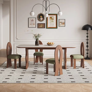 <span class=keywords><strong>Table</strong></span> à manger moderne en bois massif et dessus en marbre avec 6 chaises-Meubles <span class=keywords><strong>de</strong></span> salle à manger durables pour appartement, restaurant, villa - Product Image 2