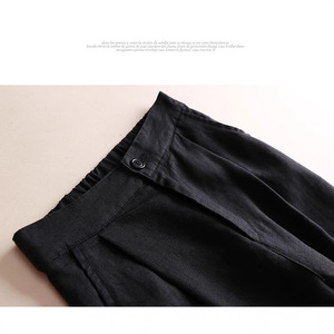 <span class=keywords><strong>Pantalon</strong></span> décontracté en <span class=keywords><strong>lin</strong></span> vintage pour <span class=keywords><strong>femme</strong></span>, <span class=keywords><strong>grande</strong></span> <span class=keywords><strong>taille</strong></span>, ample, artistique, amincissant, coupe courte, jambe large, 145 - Product Image 3