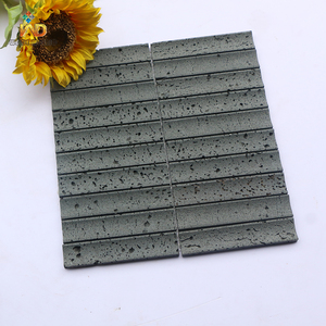 Fillister Noir Travertin carreaux de marbre 3D longue bande mur salle de bain <span class=keywords><strong>cuisine</strong></span> panneau arrière pierre de basalte mosaïque carrelage - Product Image 1