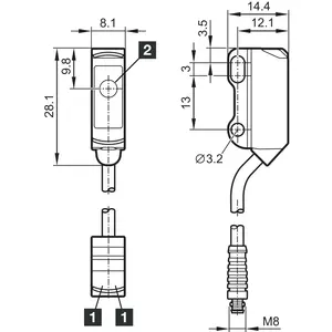 Sensor de haz pasante de tipo protector de frecuencia OE21-PS-0.3T3 con frecuencia de conmutación de 1000 Hz - Product Image 2