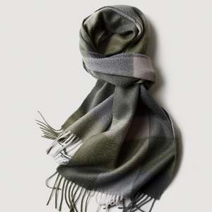 Bufanda de Cachemira 100% Pura, Gruesa, con Diseño de Tartán a Cuadros, para Mujer, con Borlas, Otoño e Invierno, YHK0094 - Product Image 5