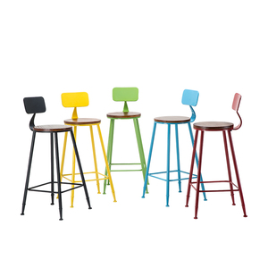 Tabouret <span class=keywords><strong>de</strong></span> <span class=keywords><strong>Bar</strong></span> Haut Minimaliste Contemporain Bois Massif <span class=keywords><strong>Fer</strong></span> Dossier Cuir <span class=keywords><strong>Chaise</strong></span> Simple pour Maison Extérieur Hôtels Restaurants Salle à Manger - Product Image 4