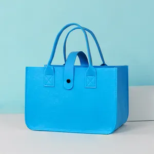 Custom Logo Ladies Vintage Shoulder Felt Carry Shopping Tote Gift Bag Fashion Promotional Recycled National Style