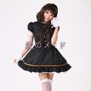 Lolita Maid Dress Black Polyester Women's Anime Cosplay Costume Winter 2023 Stage Outfit - Product Image 1