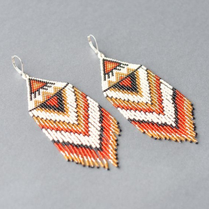 Colorful Long Seed Bead <b>Earrings</b>, Boho Style <b>Earrings</b> - Product Image 1
