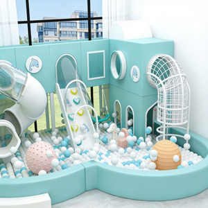 Ensemble de jeu interactif personnalisable pour petits espaces domestiques, avec piscine à balles, filet d'escalade et toboggan combiné, équipement de jeu souple pour salle de jeux intérieure - Product Image 1