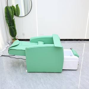 Fauteuil de pédicure de luxe moderne en cuir vert pour salon de manucure, avec massage et pompe à jets pour soins des pieds - Product Image 2