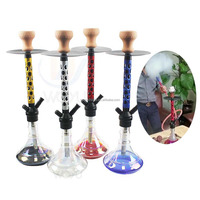 Set de Narguile con Diseño de Telaraña Colorida - 1 Tubo de Aluminio con Base de Vidrio Transparente para Salón de Shisha / Bar de Narguile