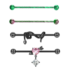 1pcs Pendentif cœur papillon en acier inoxydable noir avec pierre principale en zircon <span class=keywords><strong>Bijoux</strong></span> de <span class=keywords><strong>piercing</strong></span> pour pont d'oreille - Product Image 2