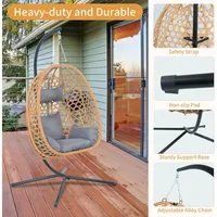 EortheX Modern Asma Yumurta Koltuk, Minderli Rattan Salıncak Koltuk, Veranda, Spor Salonu, Park, Balkon için Standlı