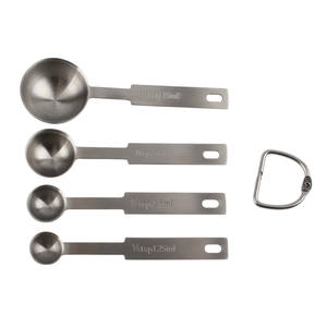 Ensemble professionnel de 4 cuillères doseuses en acier inoxydable pour la pâtisserie et la cuisine avec anneau en D - Product Image 6