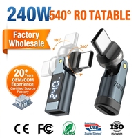 Adaptateur de charge rapide Type-C, adaptateur USB C personnalisé en usine, charge rapide PD 240W, rotatif à 540 degrés, mâle vers femelle, pour le jeu
