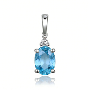 Pendentif personnalisé en or massif 10K/14K/18K, or de laboratoire CVD IGI/HPHT, classique, pour fiançailles ou cadeau, pierre de naissance de novembre, taille ovale, sertissage griffe - Product Image 1