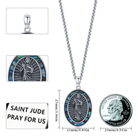 Bijoux de croyance religieuse Collier en coquille d'ormeau ovale en relief d'oxydation en argent sterling 925