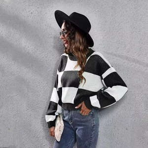 <span class=keywords><strong>OFF</strong></span> 20% ขายส่งฤดูใบไม้ร่วง Checkerboard ไหล่ยาวแขนสั้นหลวมลายสก๊อต Crop TOP แฟชั่นผู้หญิงเสื้อกันหนาว - Product Image 5