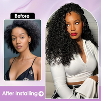 Extensions de cheveux humains au crochet, pré-séparées et pré-bouclées, Deep Wave, pour femmes, avec nœuds miracle