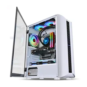 Casing PC E-sports Profesional, Casing Komputer Game Desktop E-ATX Panel Lebar Bar Cahaya Rgb dengan Jendela Panel Samping