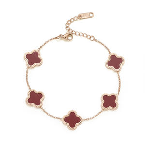 H2 गहने a0001 महिलाओं के स्टेनलेस स्टील चार-पत्ती क्लैवर कोष्ठक - Product Image 3