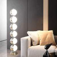 Lampadaire LED contemporain avec abat-jour en verre, base en métal, intensité réglable, interrupteur au pied, pour salon