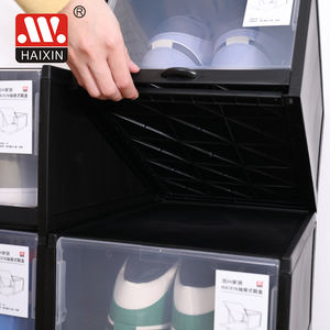 HAIXIN vendita calda 2 pezzi scatola di scarpe di stoccaggio di plastica impilabile scatola di scarpe contenitori scarpe Organizer - Product Image 6