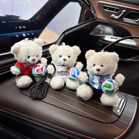 Porte-clés en peluche ours en peluche maillot d'équipe de football, pendentif mini ballon et sac, pour fans de stars de football, vente en gros