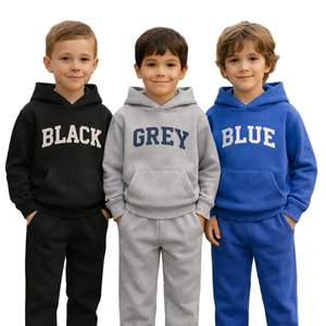 Conjuntos de Sudadera con Capucha y Pantalones Deportivos para Niñas al por Mayor, Conjuntos de Felpa con Logotipo Personalizado para Niños, Trajes Deportivos de 2 Piezas, Primavera Otoño - Product Image 1