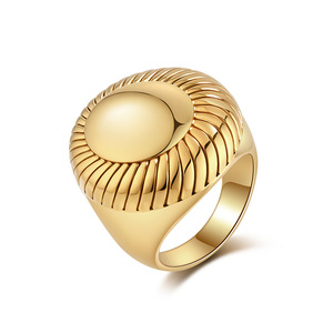 Geometric Titanium Steel <b>Ring</b> Gold Plated Women's Fashion Jewelry Party <b>Statement</b> <b>Ring</b> - Product Image 5
