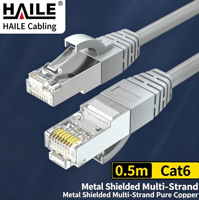 Cable de Red CAT6 Blindado, 8 Núcleos de Cobre Puro Libre de Oxígeno, Gris 0.5M HT-518, Cable Ethernet, Longitud Personalizada Disponible
