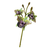 Fleurs d'orchidées Cattleya artificielles faites à la main au toucher réel, arrangement floral en PVC, couleurs vintage pour Halloween, décoration intérieure