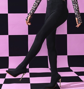 Nouvelles Bottes Combinaison Sexy 2024 pour Femme, à Talons Aiguilles, à Bout Pointu, Montantes au-dessus du Genou, avec Collant intégré - Product Image 4