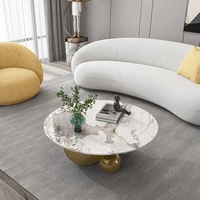 Luxus-Mittel tisch Moderne Wohnzimmer möbel Runde Marmorplatte Edelstahl Couch tisch für zu Hause Hotel