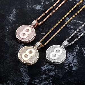 New Double-sided <strong>Medallions</strong> Commemorative Gold Plated Brass Pendant <strong>Necklace</strong> Rope Chain Zircon Men Hip Hop Jewelry Iced Bling - Product Image 1