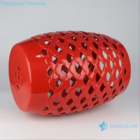Tabouret en céramique rouge, noir et blanc RZLB04-A-B-C, décoration simple pour la maison et le jardin