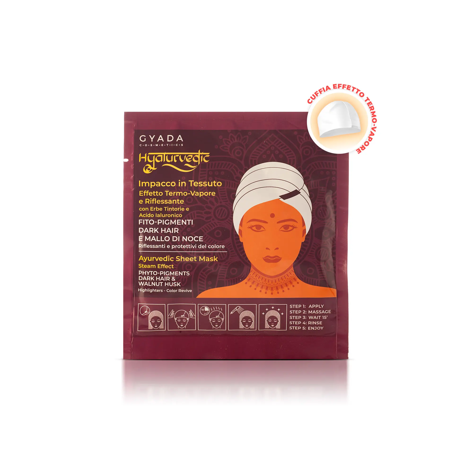 Итальянские хайлайтеры Gyada для темных волос, 60 мл, гиалуродинамический лист питания, гладкая профессиональная волокнистая цветная маска для волос, паровое лечение