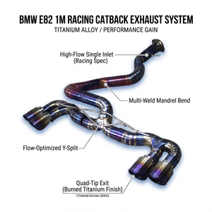 Kit d'échappement Catback Vortex Titanium Valvetronic pour BMW E82 1M Racing Performance, silencieux bleu brûlé - Product Image 1