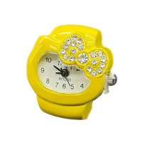 Bague tendance personnalisée en alliage, motif chat, avec montre à quartz intégrée, pour filles et enfants, idéale pour les fêtes